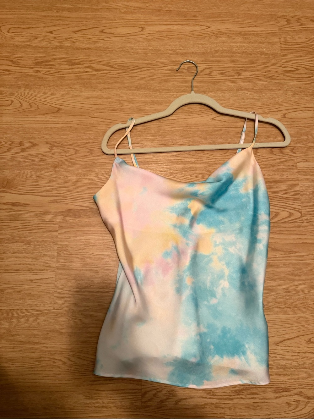 Zara Pastel Tie-Dye Cowl Neck Tank - Blue, Peach, Yellow